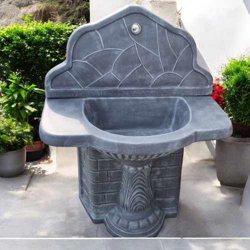 Debora Concrete Garden Fountain in Gray and White, New