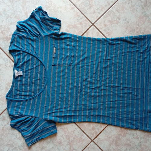 Guess women's T-shirt size S striped green petrol and grey like new