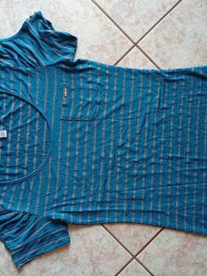 Guess women's T-shirt size S striped green petrol and grey like new