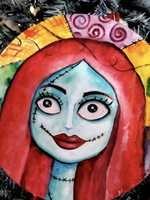 Nightmare Before Christmas Watercolor Painting New, 30cm Diameter
