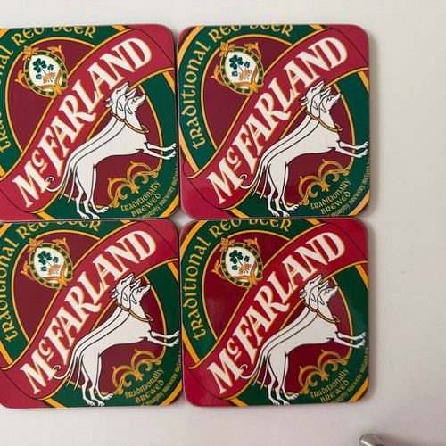 McFarland coasters set of 4 new with cork in wooden box
