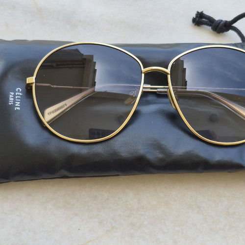 Celine Oversize Sunglasses Used, Gold Tones, Minor Lens Scratch