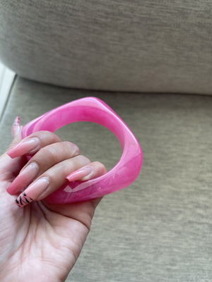 Pink Acrylic Statement Bangle Bracelet