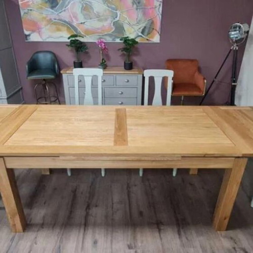 Wooden extendable oak dining table with six chairs new