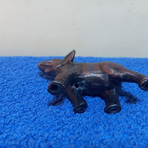 Small cast metal elephant figurine used, dark bronze finish