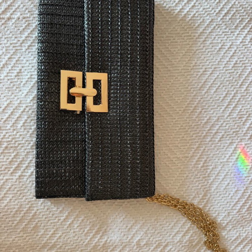 Black envelope clutch bag