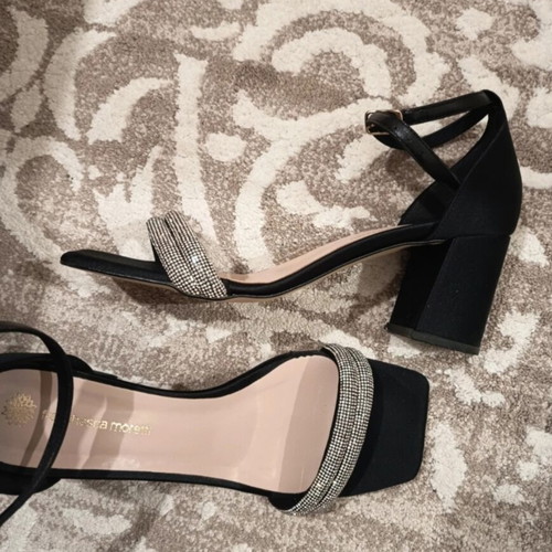 Franchesca Moretti women's black sandals with silver details