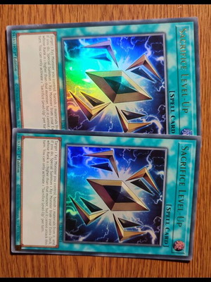 Sacrifice Level Up Yu-Gi-Oh! cards like new, 2 copies