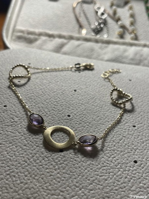 Gold bracelet new with amethyst and lilac stones