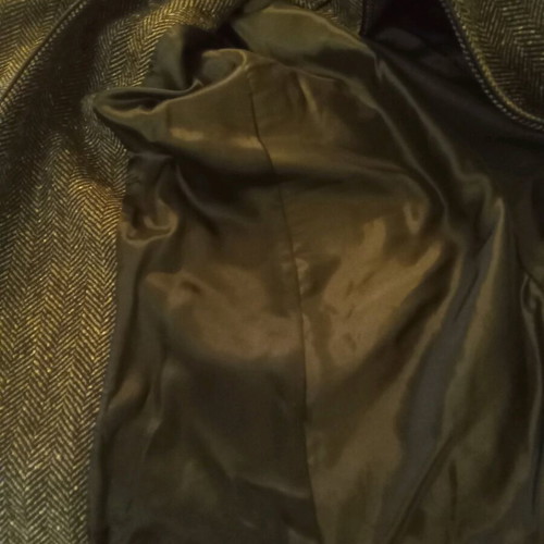 Zara coat S dark gray like new with belt and herringbone collar