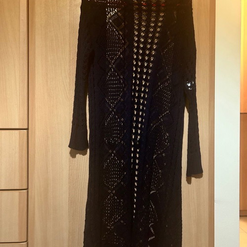 Long knitted handmade cardigan dark blue like new S/M