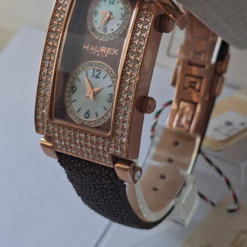 Haurex women's quartz watches new, brown and gold, set of two