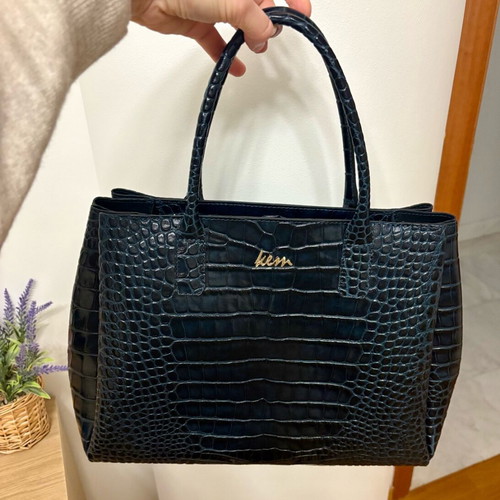 KEM Handbag new, black and navy with animal print