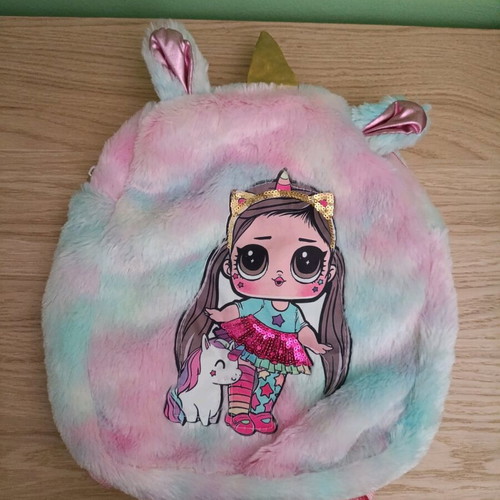 Children's Backpack Fuzzy Like New, Kindergarten Size