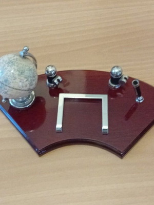 Compact office set used with wooden base and rotating globe