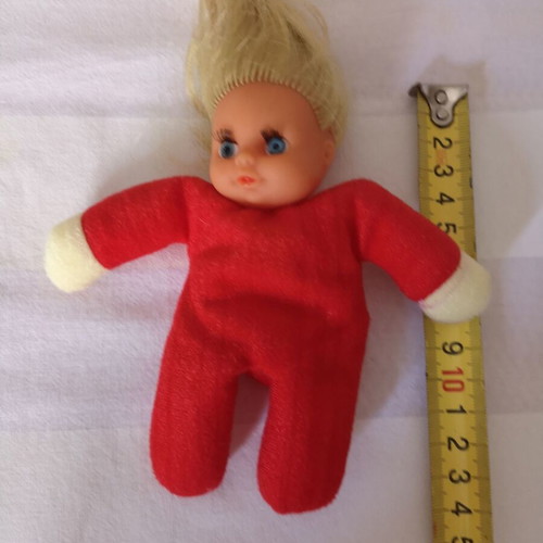 Red vintage doll used, small