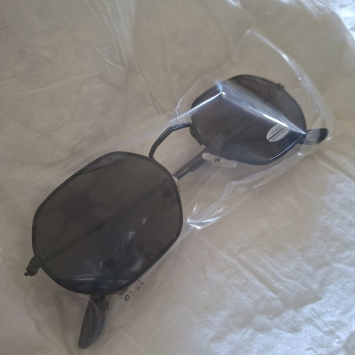 Unisex Hexagonal Sunglasses with Black Lens and Frame New