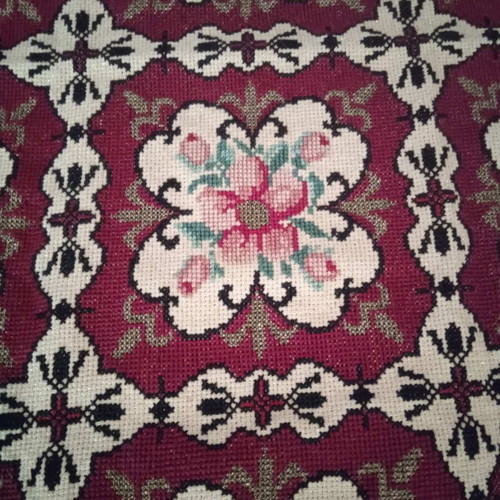 Handmade Counted Cross-Stitch Tablecloth 80x80 in Excellent Condition