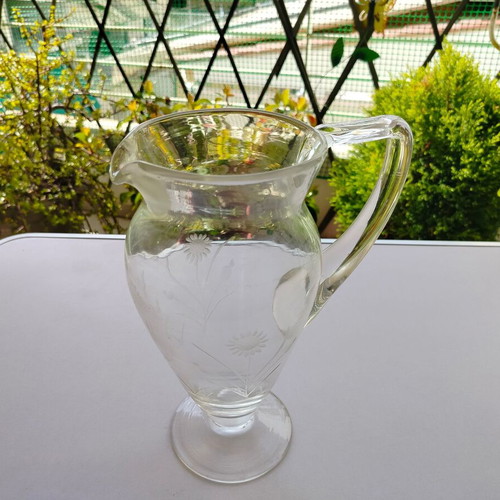 Cut glass pitcher used with minor wear
