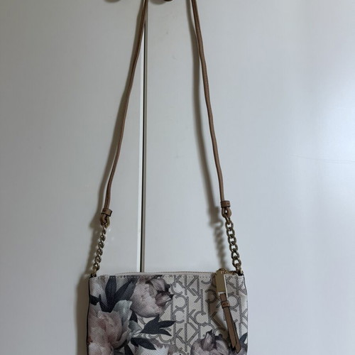 Crossbody bag new beige pink floral with gold details