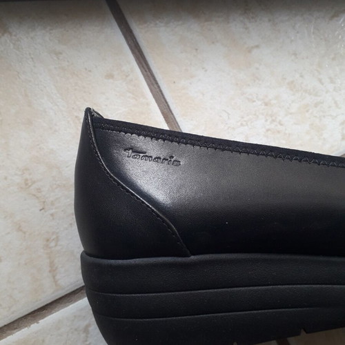 Tamaris Comfort Leather Women's Ballerina Shoes Size 36 Like New Black