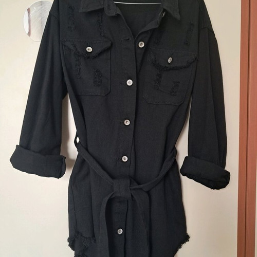 Black oversized denim shacket like new, one size