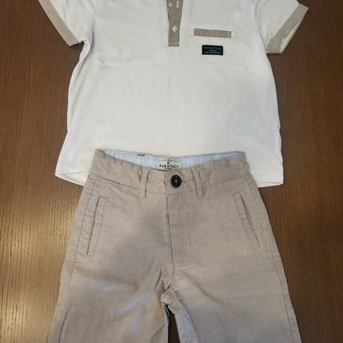 Hashtag boys' set size 6 like new, white and light brown