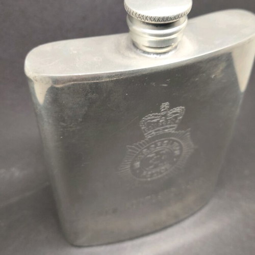 Scotland Yard flask used, pewter construction, made in England