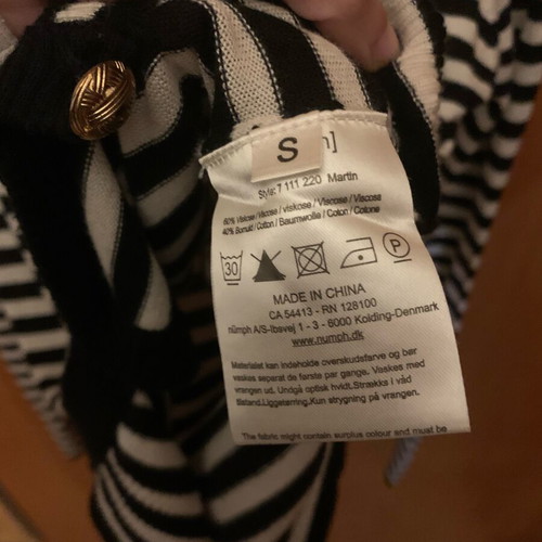Numph nautical cardigan new, white-blue with gold buttons XS/S