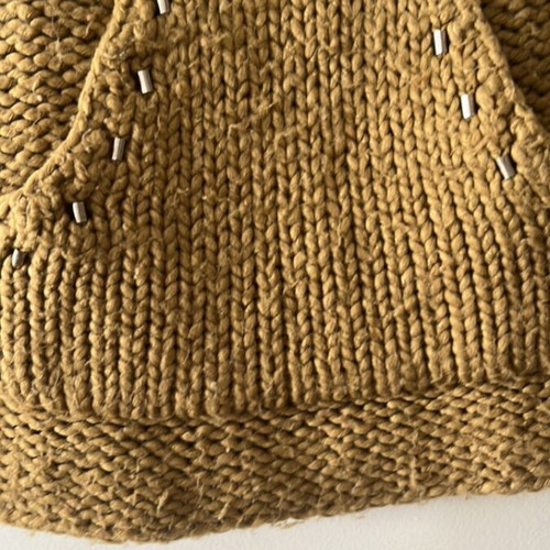Knitted sleeveless sweater used, size M, brown and orange