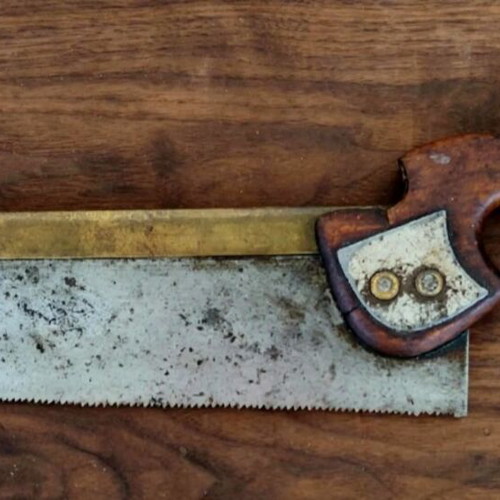 Vintage Tenon Saw with Brass Back used, handmade woodworking tool