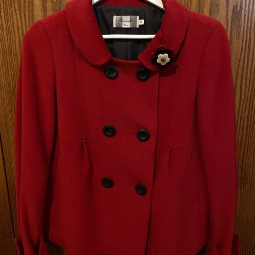 Cortefiel Red Wool Blend Short Jacket like new