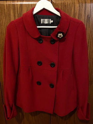 Cortefiel Red Wool Blend Short Jacket like new