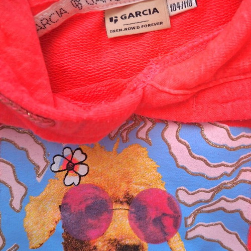 Garcia kids hoodie used, orange-pink, size 110 cm