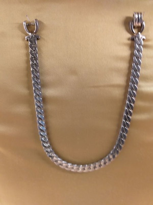 Coro tight necklace used, vintage silver metal collar from 1960s