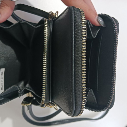 Crossbody bag used with mobile phone pocket, black