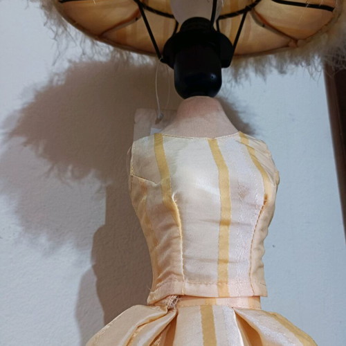 Table lamp doll new with yellow dress and hat