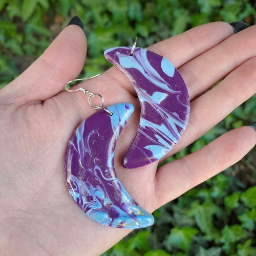 Handmade moon earrings new, hypoallergenic, recycled materials