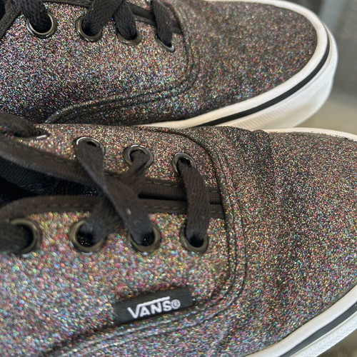 Vans Kids Shoes Black with Multicolor Glitter Size 35 Like New