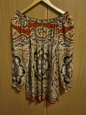 Boho μπλούζα κοντό φόρεμα Bershka μεταχειρισμένο, πορτοκαλί, μέγεθος S/M