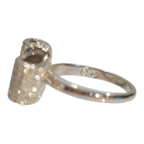 Swarovski bow ring with pavé crystals, rhodium plated, size 55 EU