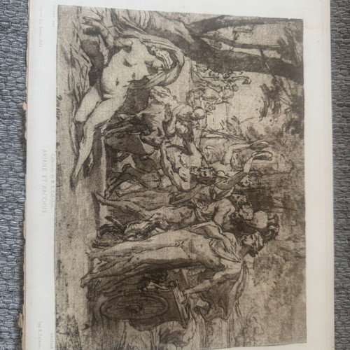 Engraving used, collectible old print 19x28 cm