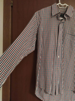 Men's dress shirt, white and blue, size M