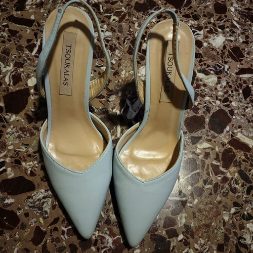 Tsoukalas summer slingback pumps size 36 used, turquoise