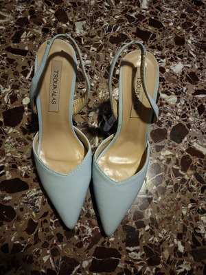 Tsoukalas summer slingback pumps size 36 used, turquoise