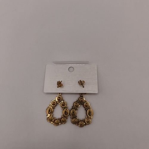 Stainless Steel Tear Drop Earrings with Emerald Crystals and Pearls