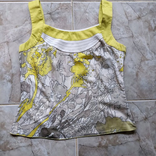 My Way top new, cotton, white and yellow, size L