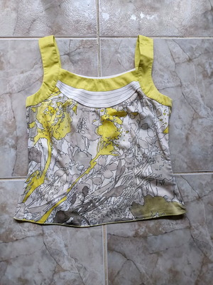 My Way top new, cotton, white and yellow, size L
