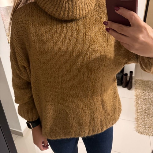 Knitted turtleneck sweater Lolaliza used, camel, size L