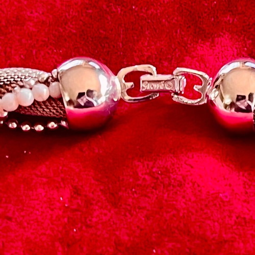 Necklace 38cm with braided double rows of pink and white gold like new
